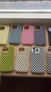 Cute 3D Pearls Pattern Phone Case For iPhone 17 16 15 14 13 Pro Max Hollow Dissipate Heat Shockproof Soft Silicone Back Cover
