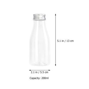 4PCS 200ML Clear Glass Milk Bottles with Lids for Storing Yogurt Juice Homemade Nut Milk Reusable Bpafree Beverage Jars