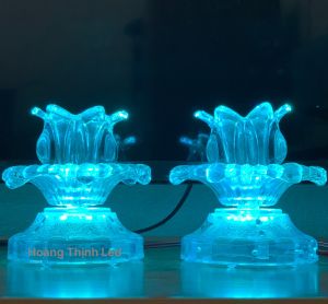 Bộ 2 đèn thờ pha lê đổi màu cao 9.5cm- 10.5cm-  tùy chỉnh nhiều chế độ sáng 1 đổi 1 nếu bể vỡ hư hỏng- đèn thờ 7 màu
