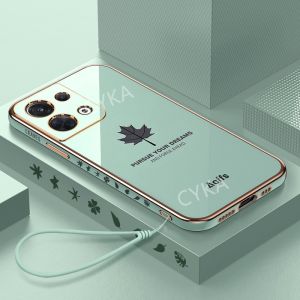 CASE TECNO SPARK GO 2023 MOTIF MAPLE PLATING CROM DAUN FREE TALI LANYARD SILIKON SOFT CASING HANDPHONE