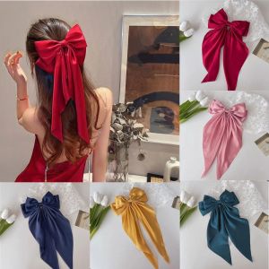 UUMIR สองชั้น กิ๊บติดผมโบว์สีดำ เรโทร เกาหลีแบบเกาหลี คลิปริบบิ้นด้านบนขนาดใหญ่ ภาษาฝรั่งเศสคำ กิ๊บติดผม ที่หนีบผมสตรี อุปกรณ์ผมหางม้าสูง