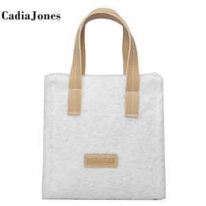 【New Arrival】Lamb Wool Handbag Purse Detachable and Adjustable Strap Women with Top Handle Satchel Bag for Travel Shopping Daily Use