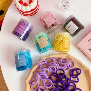 50pcs Hair Tie Gradient Color Simple Hair Band Women Fashion Accessories High Elastic Hair Tie Black Pink Violet Blue Yellow