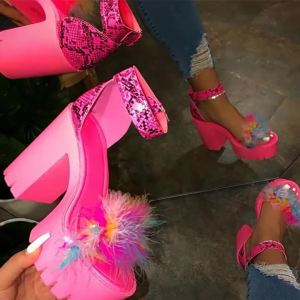 Plus Size Ultra High Heel Platform Sandals For Women With Buckle 2026 Fashion New Chunky Heel WomenS Shoes