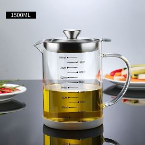 1.4L Wood Stainless Steel Oil Container with Strainer Oil Filter Storage kitchen storage filter pot