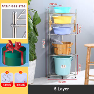 304 Stainless Steel Kitchen Pots Pans Organizer Rack 5 Layers Kitchen Racks Organizer Space-saving Corner Rack Bathroom Shelf