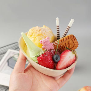 10Pcs 220ML Disposable Kraft Ice Cream Dessert Bowl Fruit Salad Snack Bowl Picnic BBQ Party Supplies