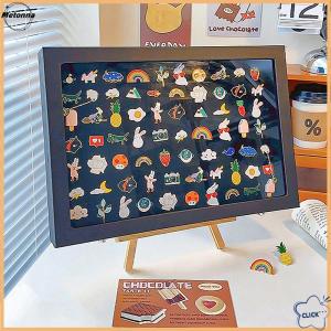 Follow Get More【Metonna】 Bar Badge Storage Box Transparent Dust-proof Chest Pin Box Medal Display Stand Pu Leather Jewelry Medal Collection Display Frame