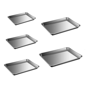 Rustproof Cookie Sheet Flat Bottom Tray Stainless Steel Flat Baking Pan For Cakes Breads And Pastries Preparation