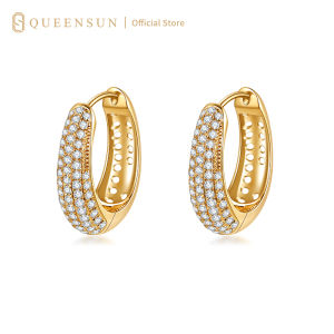 Queensun Jewellery 18K Gold Full Diamond Earrings Lab Grown Diamond Earrings，Korea，Earrings，Stud earrings， Temperament earrings accessories18k气质满钻钻石耳钉hoop earrings，earings for women