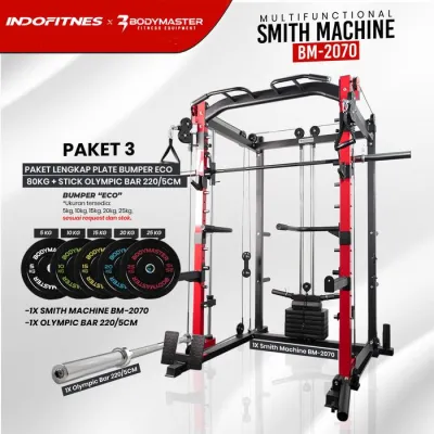 DISKON PROMO BODYMASTER Smith Machine Functional Trainer BM-2070 - Squat Power Rack Bench Press Cable - ALAT SAJA BLACK