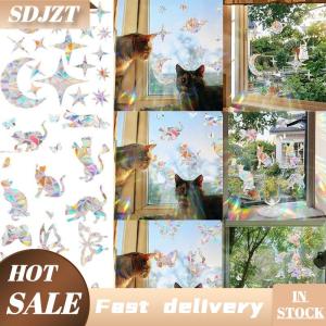 SDJZT Mặt Trời Catcher Cửa Sổ Decals Cầu Vồng Nhà Sản Xuất Mèo Chim Mặt Trăng Mặt Trời Tường Dán Cho Trang Trí Văn Phòng Nhà Nghệ Thuật Tự Làm