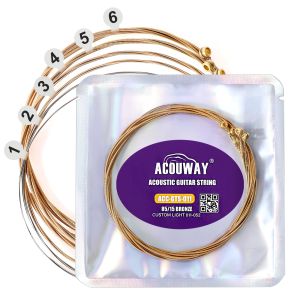 6 Pcs/Set Acoustic Guitar String Set Brass String For Guitar with 3 in 1 guitar ring winder cutter Pin puller or Scrubber Cleaning Tool Guitar String fingerboard Cleaner