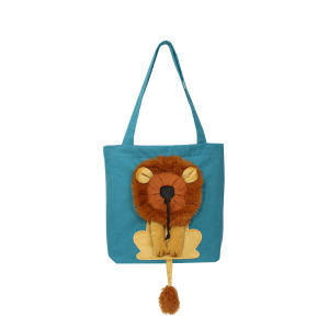 [MochiHome]DUDU PetCartoon LionCanvas Carrier Shoulder Bag Portable Small Dog Cat Out Bag FoldableCarrying Chest Bag for Small Dogs and Cats
