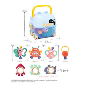 Baby Rattle Teether Mainan Gigitan Dan Kerincingan Bayi Set 5 Pcs BPA Free Box Mainan Mobil