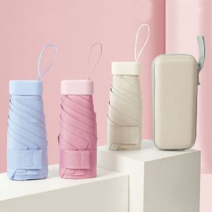 GREYDAWN Anti UV Mini Compact Pocket Umbrella Lightweight Portable Rain Umbrella Easily Store Windproof Five-Folding Parasol Women Men