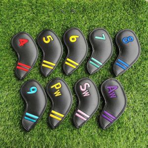 MINFEN Durable Wedge cover Protector Case Golf Training Equipment Embroidery Golf Putter Accessories 4-9PSA Golf Club Cover Golf Iron Headcover Head Cover Golf Headcovers