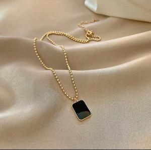 [ Bayar Ditempat ] Kalung Titanium Wanita Anti Karat / Kalung Titanium Wanita Terbaru / Kalung Liontin Kotak Hitam Cewek Korean Style