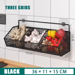 TIDY Kitchen Organizer Rack Wall Mounted Spice Storage Holder Fruit Hanging Basket Vegetable Shelf Racks