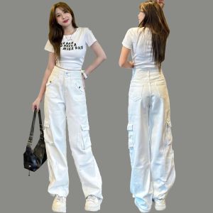 Quần jeans nữ ống suông 2 túi hộp cạp cao hack dáng Y2K phong cách QJ199