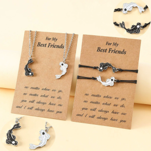 1/2Pcs Couple Necklace Bracelet Relationship Matching Taichi Fish Bracelet for Women Teen Best Friend Family