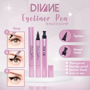 XI XIU Divine Eyeliner Winged Stamp Eyeliner 2in1 || Liquid Black Waterproof BPOM
