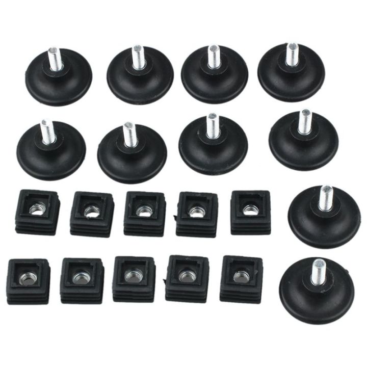 Leveling Foot Insert 10 Sets 45mm Base Dia Adjustable Leveling Foot 25mmx25mm Square Tube ...