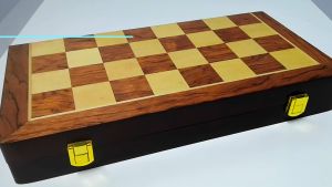 Metal Chessman International VIP Chess Set Walnut Chess Board 35 x 35cm