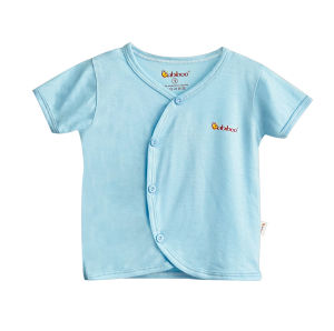 Áo sơ sinh cộc tay BABIBOO áo sơ sinh mùa hè màu kiểu cổ tim vải mềm mịn mát BTK18