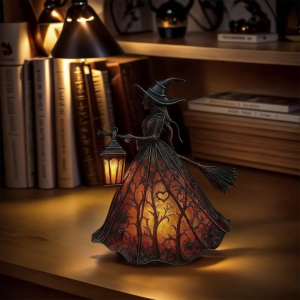 Gothic Phù Thủy đèn ngủ Halloween Nhà Kiểu dáng ấm áp phát sáng nhựa trang trí thủ công cho trong nhà máy tính để bàn và bày hàng lên giá
