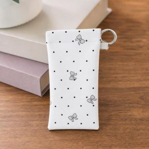 LUMINOU PU Leather Glasses Storage Bag Dot Bow Soft Sunglasses Protective Cover Multi-functional Hanging Myopia Glasses Case Eyewear Accessories