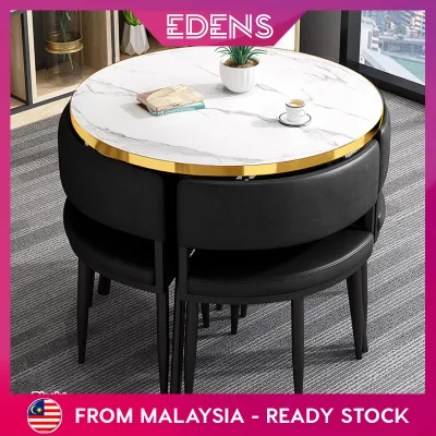 EDENS 1 Set Dining Table Office Discuss Table Round Table Coffee Table With 4 Chair - Fulfilled by EDENS