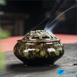 LoviRa Ceramic Incense Burner Vintage Incense Stick Holde Yoga Spa Home Incense Cones