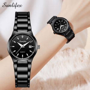 Sunlifex Jam Tangan Wanita 9108 Kalender Korea Kuarsa Tali Stainless Steel Jam Tangan Cewek Original
