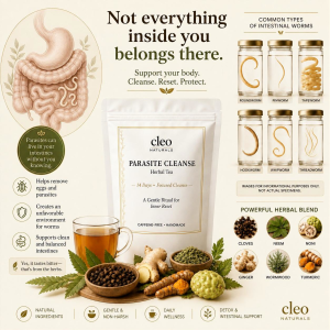 CLEO Parasite Cleanse Tea Gentle Bitter Herbal Gut Support For Bloating Cravings Itching Routine