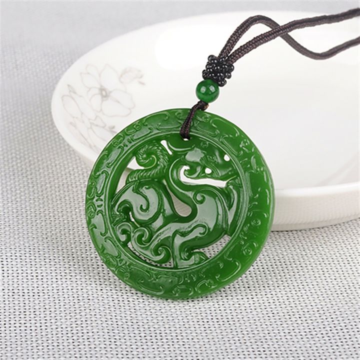 Dynasty Jade Sterling Silver Green Jade & Lab-Created White Sapphire Dragon  Pendant Necklace