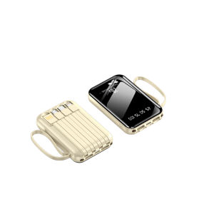mini power bank 80000mAh powerbank fast charging built in 4 cable and Dual LED light pocket powerbank
