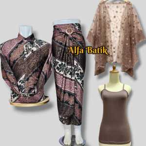 couple batik kemeja panjang plus outer dan tanktop outfit lengkap kondangan