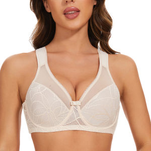 Sheroine Plus Size Womens Lace Floral Minimizer Bra Underwire Full Coverage Unpadded Bras for Women Lifting Support Comfort2026