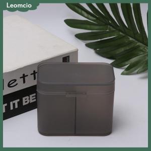 [Leomcio] กล่องเก็บที่ใส่สำลีแผ่นเช็ดเล็บกล่องเก็บอุปกรณ์จัดเก็บแปรงแต่งหน้าสองช่อง