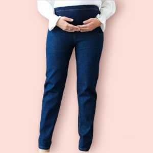 Emzeta Busana - Celana Hamil Jeans Denim Jumbo Maternity Pants Office Fashion Wanita Bumil Kantong Perut Premium