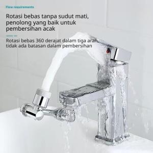 Kran Wastafel Dengan Lengan Mekanik yang Bisa Diputar Ekstensi Anti-Splash Kepala Air Pembuat Busa Sambungan Universal