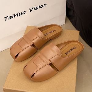 New style open-toe half slippers for women fashionable thick-soled sandals for summer to wear with skirts French style cool slippers trendy hot-selling sandals lazy outdoor slippers.