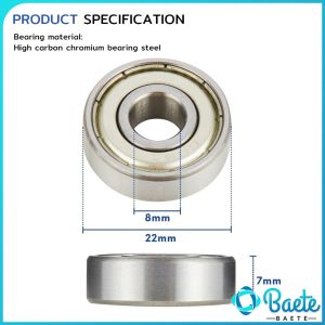 Baete 608ZZ Ball Bearing High Speed Sealed Miniature Bearings Carbon Steel Deep Groove Ball Bearings
