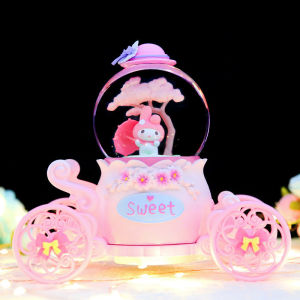 Car Color Light Kuromi Crystal Ball Music Glass Glowing Rotating Music Childrens Girls Birthday Gift