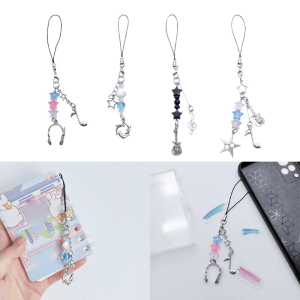 Earphone Notes Star Guitar Pendant Phone Charm Hanging Rope Phone Chain Strap Bag Decoration Lanyards Keychain Accessory