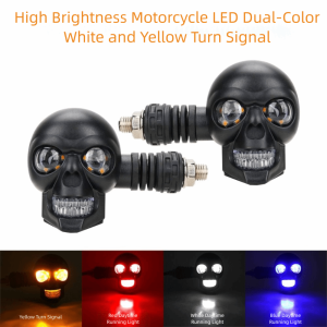 COLORF 2Pcs Dual Color Light Motorcycle Turn Signal Lights Universal Fit DC 12V Vehicle Safety Lights Long-lasting Performance Easy Installation LED Motorcycle Lights Motorcycle Use