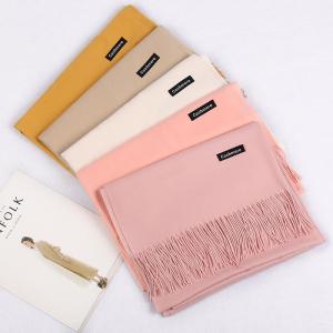 Jifang 200x70cm Autumn Winter Women Cashmere Solid Scarf Long Pashmina Thick Plain Shawl Tassels Muslim Hijab Soft Scarves WJ06