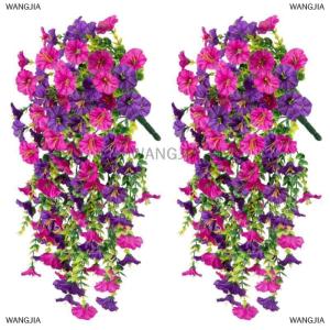 [COD] WANGJIA 2PCS Artificial Morning Glory Hanging Flowers Flower Outdoor Home Garden Wall Hanging Petunias Plants Wedding Decoration