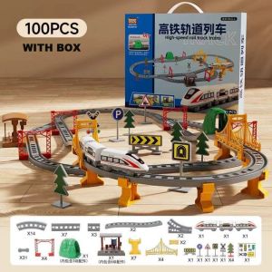 LIVELYN Nhựa Tàu điện trẻ em có đường ray có hộp Quà sinh nhật cho bé Đồ chơi xe ô tô đường ray điện cho trẻ em Chất lượng cao 7 Kiểu Xe lửa lắp ráp